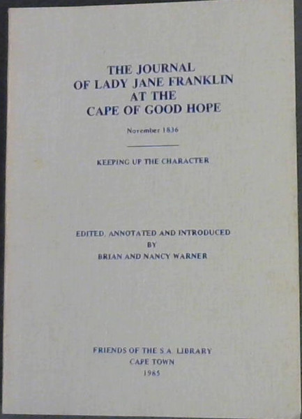The Journal of Lady Jane Franklin at the Cape of Good Hope - November 1836