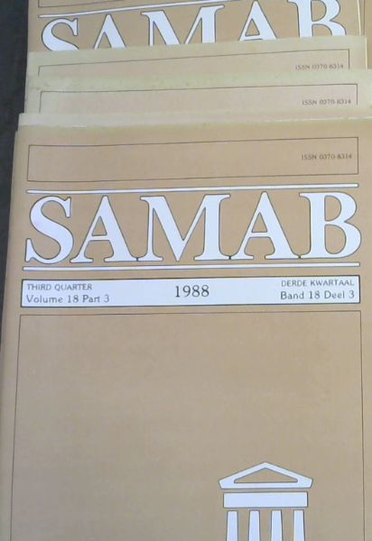 Southern African Museum Association Bulletin (SAMAB)/ Suider-Afrikaanse Museumvereniging (Volume 18, Part 1, 2, 3, 4, 6, 7, 8)