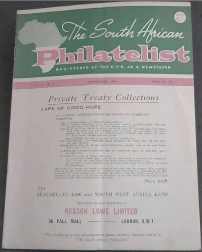 The South African Philatelist. Vol. 34 , No. 9. September 1958