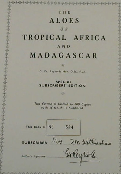 The Aloes of Tropical Africa and Madagascar