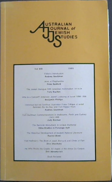 The australian Journal of Jewish Studies. Vol. 13. 1999