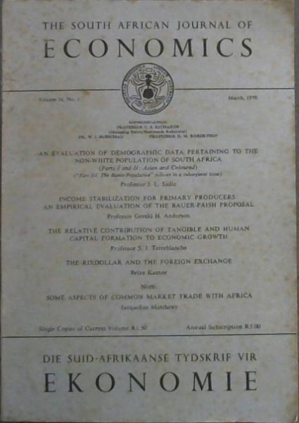 The South African Journal of Economics (Volume 38, No. 1, March 1970)