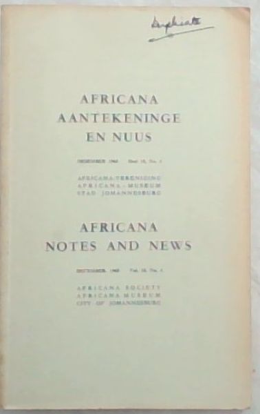 Africana Notes and News, December 1968. Vol. 18 No. 4