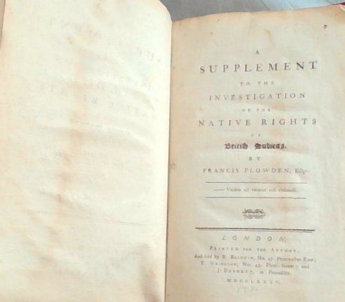 A Supplement to the Investigation of the Native Rights of British Subjects