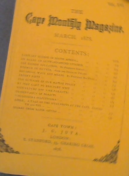 The Cape Monthly Magazine (Vol. 16, No. 95 only, March 1878)