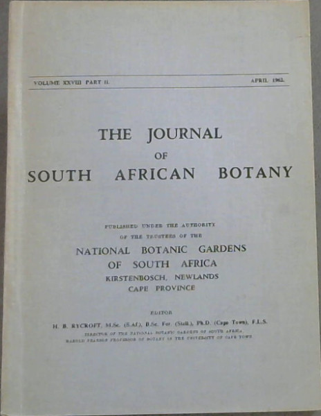 Image for The Journal of South African Botany ; The Genus Ixia. Volume 28 Part 2. April 1962 The Journal of South African Botany ; The Genus Ixia. Volume 28 Part 2. April 1962