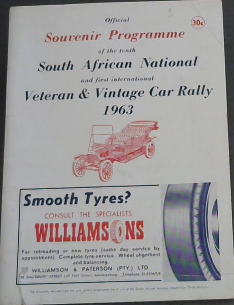 Official Souvenir Programme of the tenth South African National and first international Veteran & Vintage Car Rally 1963