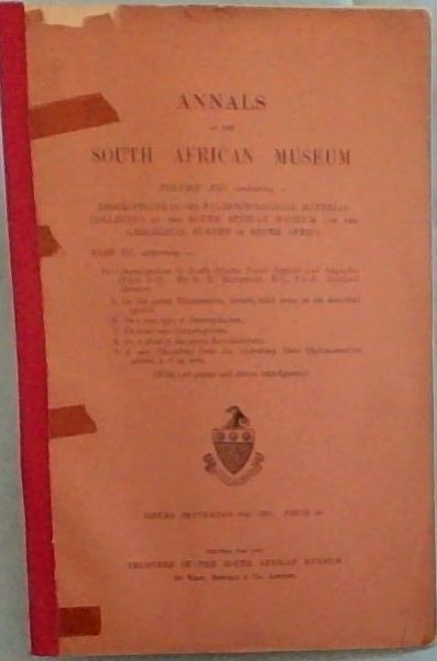 Annals Of The South African Museum Vol. 12 Part 3 only
