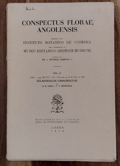 Conspectus Florae Angolensis elaborado pelo Instituto Botanico de Coimbra com a colaboracao do Museu Britanico (British Museum) (Volume II)
