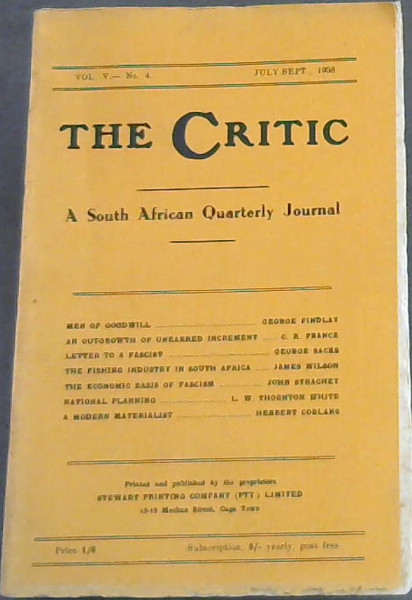 The Critic: A South African Quarterly Journal