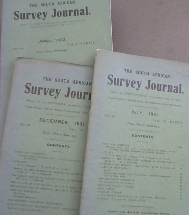 The South African Survey Journal : 3 issues : No. 26 vol.4 part 1, No. 27 Vol. 4 Part 2 & No. 28 Vol. 4 Part 3