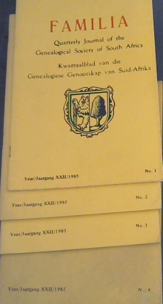 Familia : Quarterly Journal of the Genealogical Society of South Africa ; Kwartaalblad van die Genealogiese Genootskap van Suid-Afrika. : Year 22, 1985 (5volume set)