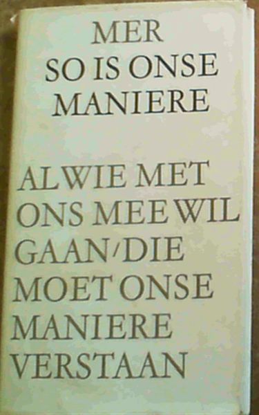 Image for So Is Onse Maniere So Is Onse Maniere