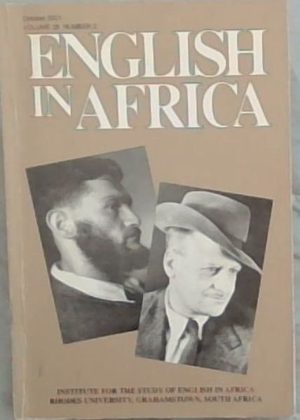 English in Africa Volume 28 No. 2 October 2001+