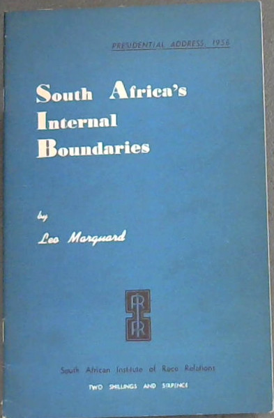 South Africa's Internal Boundaries (Presidential Address ,1958)