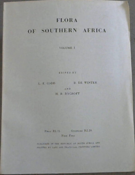 Flora Of Southern Africa Volume 1 Only