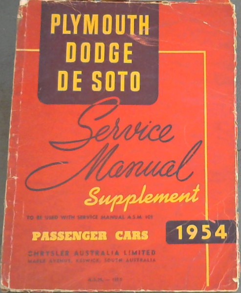 Service Manual Supplement, 1954