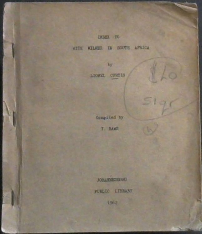 Image for Index To: With Milner in South Africa by Lionel Curtis Index To: With Milner in South Africa by Lionel Curtis