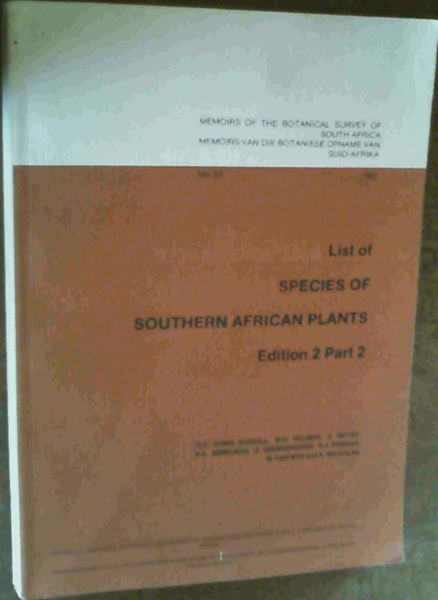 List of Species of Southern African Plants: Recent Literature and Synonyms