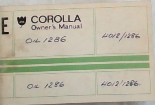 Corolla Owner's Manual