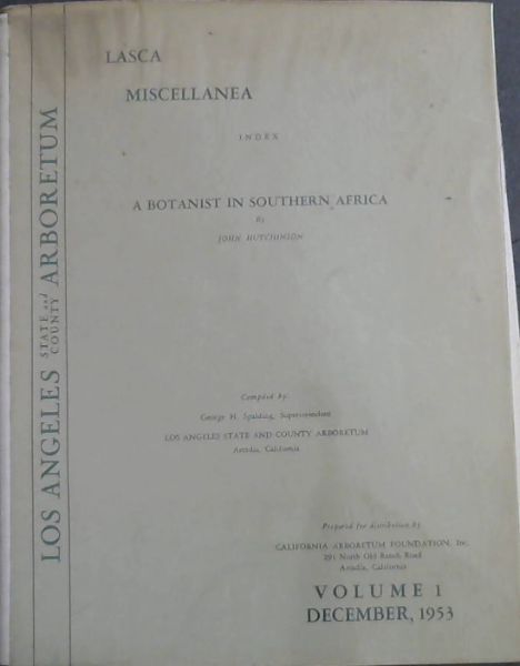 Lasca Miscellanea Index;A Botanist In Southern Africa
