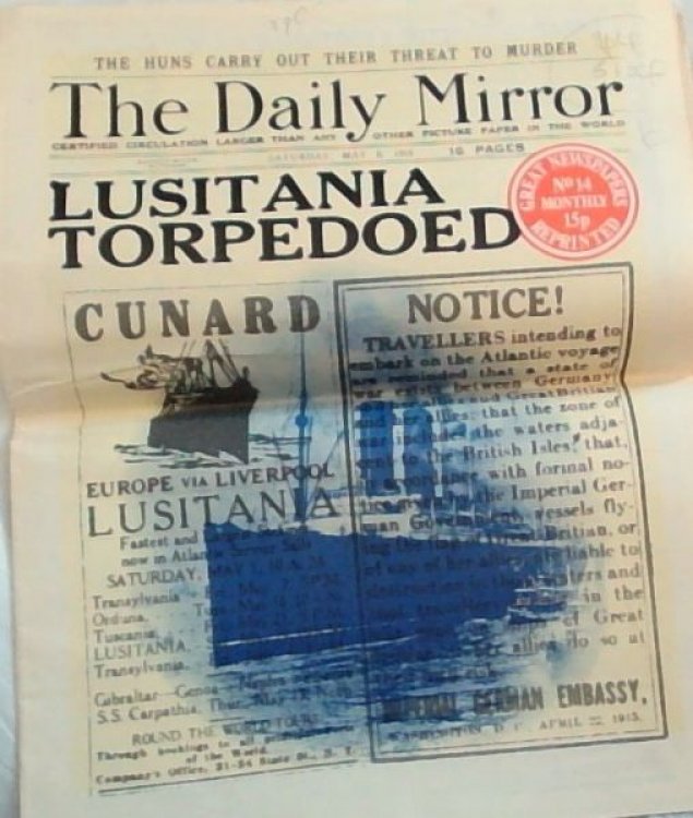 Daily Mirror Newspaper . Saturday May 8, 1915
