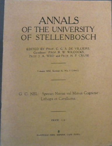 Annals of the University of Stellenbosch Volume 21 Section A, No. 1. (1943)