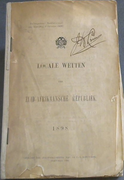 Locale Wetten der Zuid-Afrikaansche Republiek 1898 (Buitengewone Staatscourant van Maandag 9 Januari 1899)