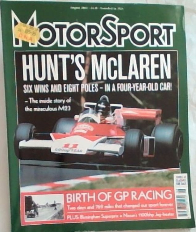 MotorSport: August 2002 Hunt's McLaren Vol.LXXVIII No.8