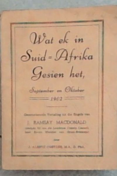 Wat ek in Suid-Afrika Gesien het, september en Oktober 1902