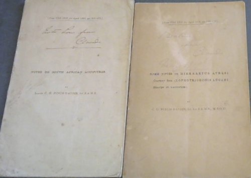 Notes on South African Accipitres (From The Ibis for April 1920, pp 409-438)