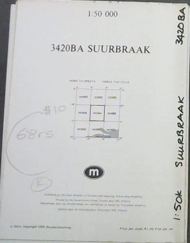 Topographical Map, South Africa: Suurbraak - 3420BA - 1: 50 000