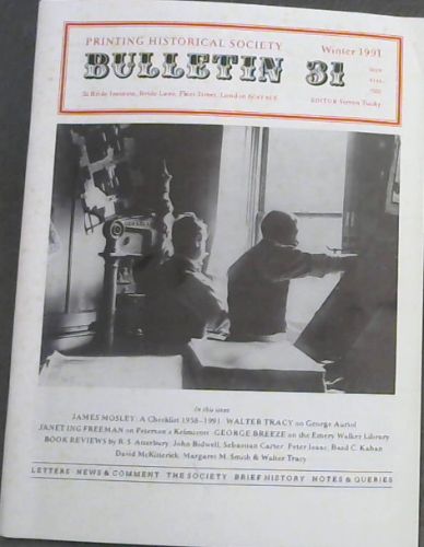 Printing Historical Society . Winter 1991. Bulletin 31.