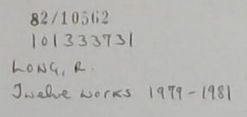 TWELVE WORKS 1979 - 1984