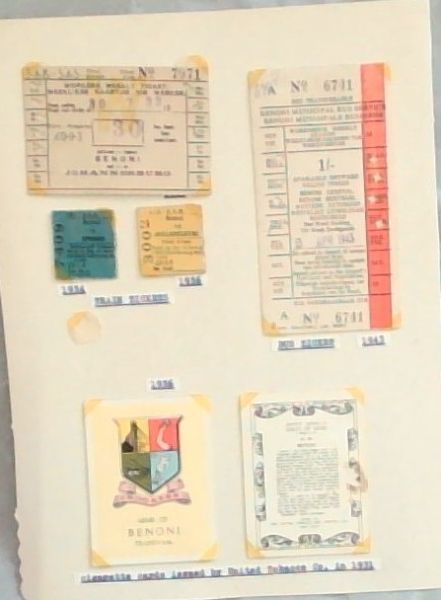 BENONI ORIGINAL: BUS & TRAIN TICKET DATING FROM THE 1930'S AND 1940'S