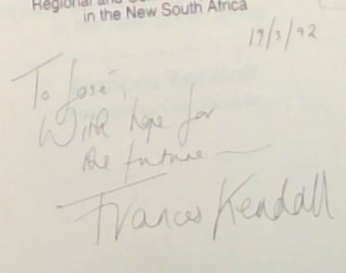 The heart of the nation: Regional and community government in the new South Africa - (Signed by the author Frances Kendall)