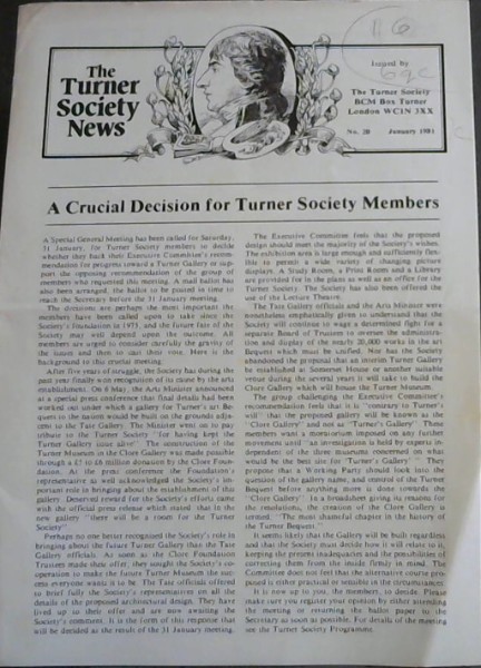 The Turner Society News: No 20, January 1981
