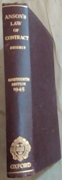 Principles Of The English Law Of Contract and Of Agency In Its Relation To Contract