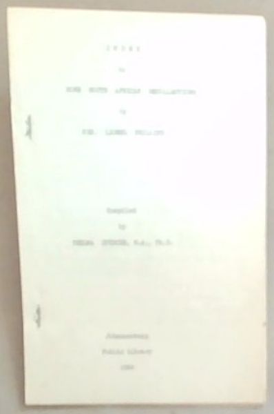 Index To Some South African Recollections