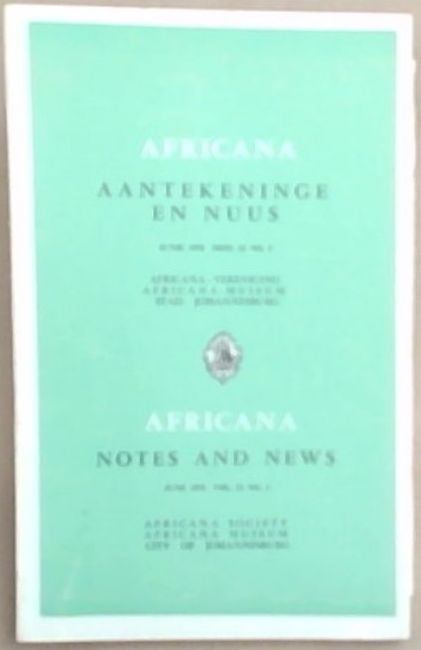 Africana Notes and News / Africana Aantekeninge en Nuus : June 1978. Vol. 23, No. 2 Only