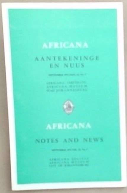 Africana Notes and News / Africana Aantekeninge en Nuus : September 1976. Vol. 22, No. 3 Only