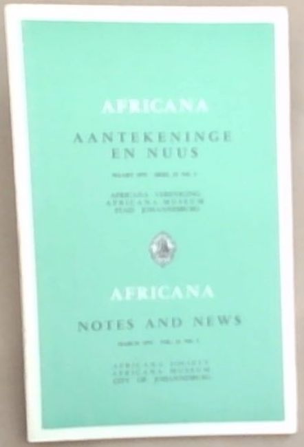 Africana Notes and News / Africana Aantekeninge en Nuus : March 1979. Vol. 23, No. 5 Only