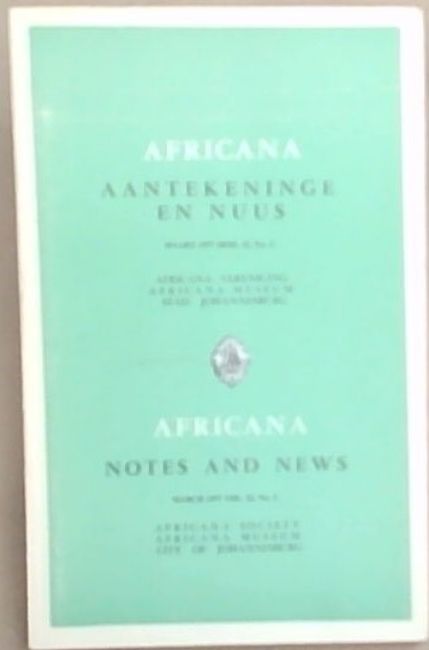 Africana Notes and News / Africana Aantekeninge en Nuus : March 1977. Vol. 22, No. 5 Only