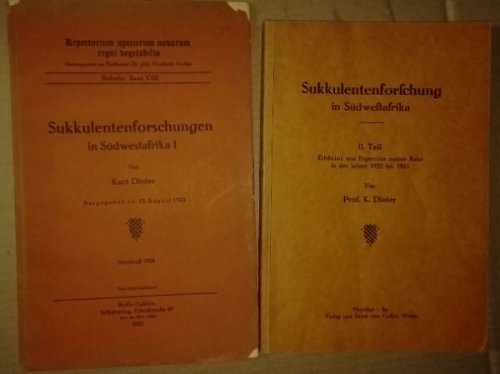 Sukkulenteforschungen in Sudwestafrica Volume 1 and 11 (2 Volume Set)