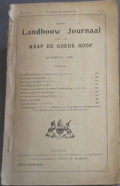 Het Landbou Journaal van de Kaap de Goede Hoop - Augustus 1906 - No 2, Deel XXIX