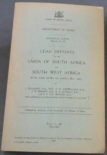 Lead Deposits In The Union Of South Africa & South West Africa