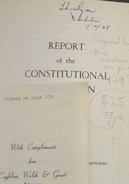 Report of the Constitutional Commission 1968 presented to His Excellency The Officer Administering the Government on the 5th April, 1968