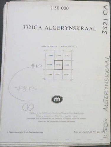 Topographical Map, South Africa: Algerynskraal - 3321CA - 1: 50 000