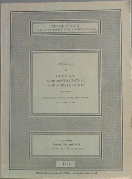Catalogue of Important Nineteenth-Century and Modern Prints