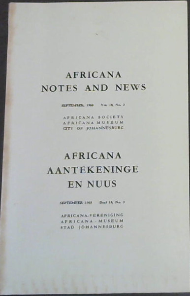 Africana Notes and News: September, 1968 - Vol 18 No 3 / Africana Aantekeninge en Nuus : September 1968 - Deel 18, Nr 3